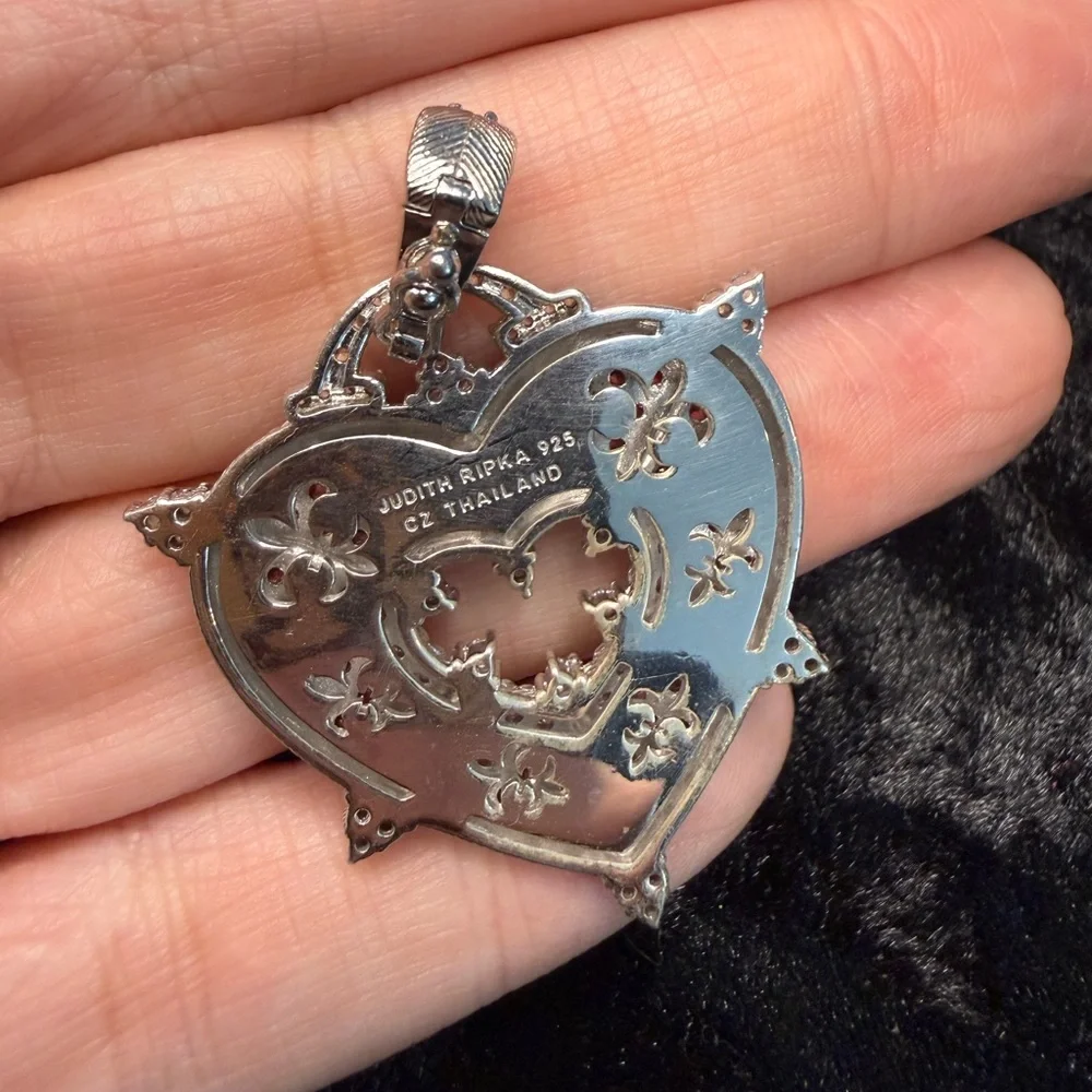 Judith Ripka Pink and Silver Heart Pendant Enhancer - Picture 2 of 6